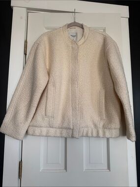 Abercrombie & Fitch Ivory Bouclé Bomber Jacket